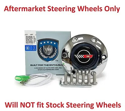 Chrome Steering Wheel 6 Hole Horn Button W/ Chevrolet C4 Corvette Emblem • $39.99