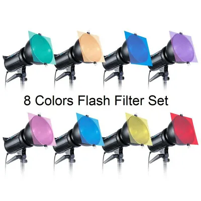 8 Colors Flash Filter Kit PC Square Special Color Gel Flash Filters Photography • $15.90