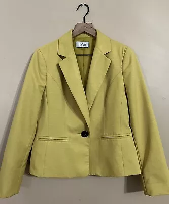 Le Suit Mustard Yellow One Button Blazer Jacket Sz 8 • $24.65