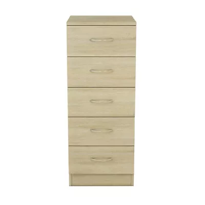 Narrow Tall Chest Of 5 Drawers Bedside Bedroom Hallway Storage Cabinet Furniture • £62.99