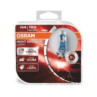 2x Osram H4 Night Breaker Laser 12V 60/55W P43t 130% Headlight Bulb 64193NBL-HCB • $28.84
