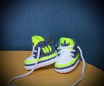 £6.99 • Buy Crochet Baby Shoes Handmade Crochet Wool Baby Booties Sneakers Slippers Trainers