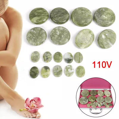 16Pcs Hot Massage Stones Kit Natural Jade Heated Warmer SPA Heating Rock Therapy • $53