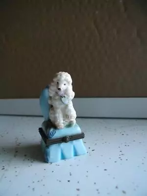 MIDWEST OF CANNON FALLS HINGED PORCELAIN TRINKET BOX White Poodle Dog Puppy • $12.95