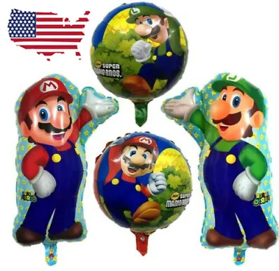 XL SUPER BIG 27'' Super Mario Bros 4 Pcs Helium Balloon Birthday Party FAST USA • $10.47