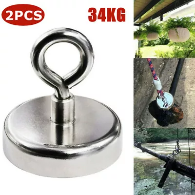 2pcs 34kg Heavy Duty Magnetic Hooks Strong Automotive Home Garage Storage Hanger • £9.99