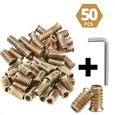 50Pcs Threaded Insert Furniture Screw In Wood Nut Inserts Bolt Fastener 1/4 -20 • $8.99