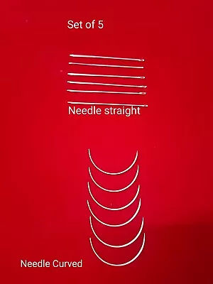 4A Suture Needle Straight+Curved  Set Of 5 Pieces. • $45.76