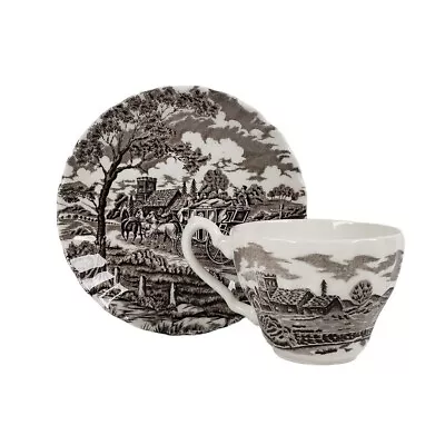 Myott Staffordshire Ware Cup And Saucer Royal Mail Pattern Brown Made In England • $12.94