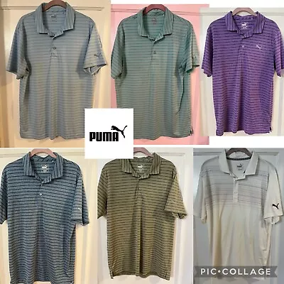 PUMA Men's Golf Polo Limelight Dry Cell Huge Lot Of 6 Shirts Medium M Stripes • $69