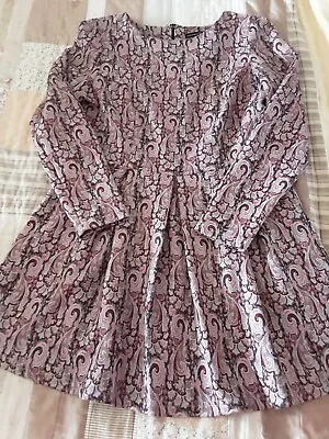 Vintage Style Pink Paisley Tapestry Fabric Dress. Size 14 • £7.99