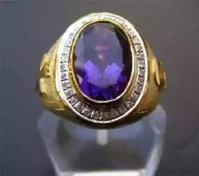 Men's Bishop Ring 5.00 Ct Lab Created Oval Cut Amethyst 14k Yellow Gold Plated • $133.39