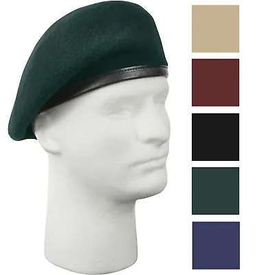 Rothco Inspection Ready Beret Pre-Shaved Wool Tactical US Army JROTC Badge Hat • $19.99