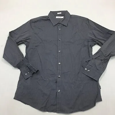 Calvin Klein Shirt Mens Large Button Up Long Sleeve Grey (L) • £6.99