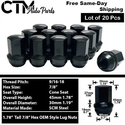 20Pc 1.78  BLACK 9/16-18 OEM 7/8  HEX LUG NUT FIT DAKOTA DURANGO RAM1500&MORE • $28.51