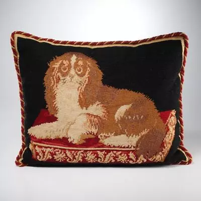 Needlepoint Wool Cavalier King Charles Cocker Springer Spaniel Throw Pillow VTG • $62
