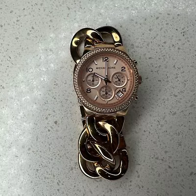 Michael Kors Runway Chronograph Rose Dial Stainless Steel Ladies Watch MK3247 • $29.90