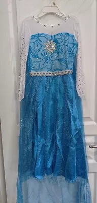 Childrens Girls 5-6 Princess Ice Snow Queen Elsa Halloween Costume Dress Cape • $15