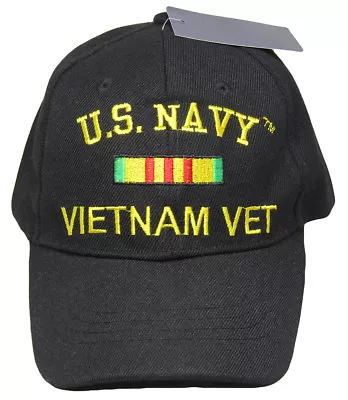 New Black US Navy Vietnam Veteran Hat Baseball Ball Cap Military (LICENSED) • $9.88