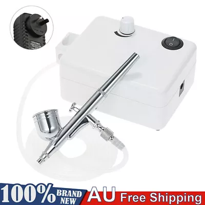 KKmoon Dual Action Gravity Feed Airbrush Mini Air Compressor Set Air Brush Kit • $59.99