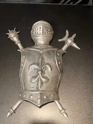 16  Cast Aluminum Medieval Knight Armor Wall Plaque With Mace And Axe Arthur Vtg • $94.49