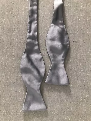 Rare Brooks Brothers Solid Silver Self Tie Adjustable Bow Tie Silk NEW • $24.99