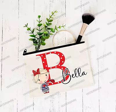 £6.99 • Buy Polka Dot Girl Personalised Pencil Case / Makeup Bag, Stationery, Beauty, Gift