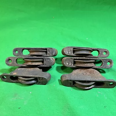 6 OLD VINTAGE ANTIQUE WINDOW WEIGHT SASH PULLEY Cast Iron 1800s • $32