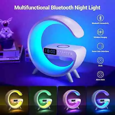 Atmosphere Lamp Bluetooth Speaker Wireless Charger RGB Night Light LED Lamp • $48.99