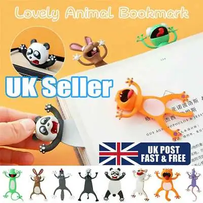 3D Stereo Kawaii Cartoon Lovely Animal Bookmark Wacky Bookmark Student Gift UK • £7.98