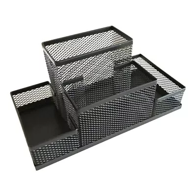 Metal Desktop Pen Holder Office Storage Box Pencil Desk Mesh Organizer Non-slip • $16.99