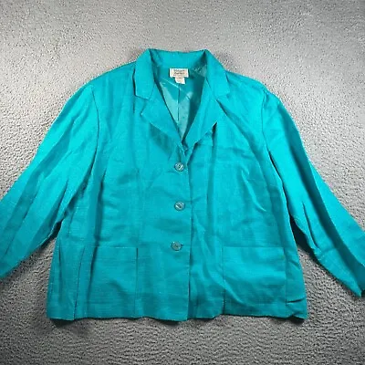 Maggie Barnes Blazer Womens 22WP Cyan Blue Lined Bright Business Casual USA Made • $16.16