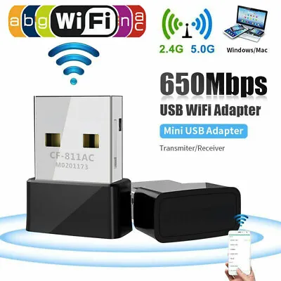 650Mbps Mini USB Wifi Adapter Wireless Network Card 802.11AC Dual Band 2.4G/5G • $11.19