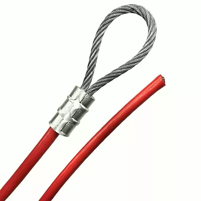 Red Vinyl Coated Galvanized Steel Utility Cable 1/8 - 3/16 7x19 1 - 70 Ft Coil • $8.75