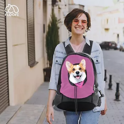 Floofi Front Pet Cat Dog Carrier Travel Backpack Breathable Large Size Pink • $22.45