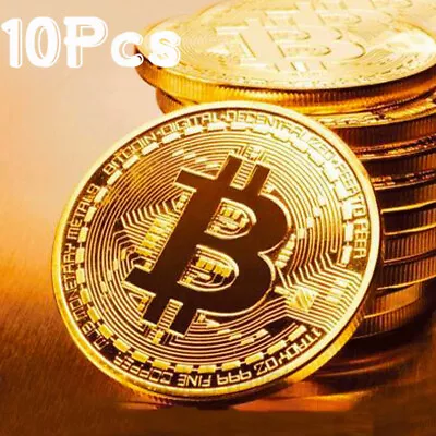 10Pcs Gold Bitcoin Commemorative 2020 New Collectors Gold Plated Bit Coin BU • $20.99