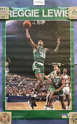 Vtg NBA Boston Celtics Reggie Lewis Starline Poster Full Size 1990 Rare 34.5x22” • $25.49