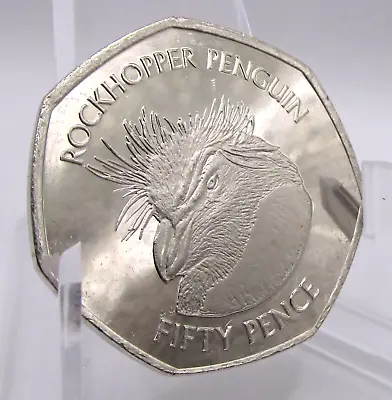 2021  Rockhopper Penguin Fifty Pence 50p Coin - Falkland Islands - Uncirculated • £3.99