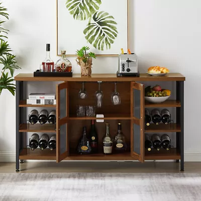 Industrial Wine Bar Cabinet Sideboard For Liquor Glasses Home Kitchen Wine Rack • $283.18