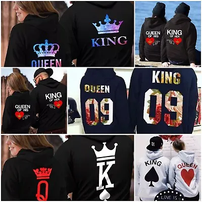 كCouple Matching His King And Her Queen Hoodies Set Pullovers For Lovers Couples • $16.99