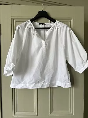 Jaeger White Cotton Blouse (UK16) • £27.43