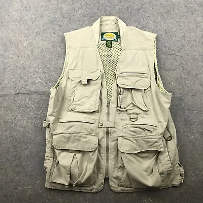 Cabelas Vest Men Large Beige Cargo Pockets Fly Fishing Utility Outdoors • $22.89