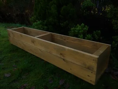 £39.99 • Buy Large Wooden Planter Long Decking Timber Tub Trough Flower Garden Jumbo 4ft