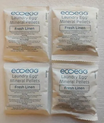 4 Packs X ECOEGG Laundery Egg Mineral REFILL Pellets ~ FRESH LINEN ~ 200 Washes • £11.90