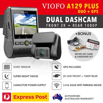 $279 • Buy Viofo A129 PLUS DUO Lens Dash Camera 2K + GPS + WIFI 5Ghz + HW KIT & 32GB MSD