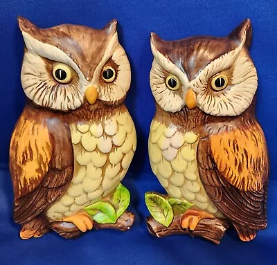 Set 2 Vintage Retro Owl Hanging Wall Plaques #382 Japan Lefton Ceramic 7  Kitsch • $19.50