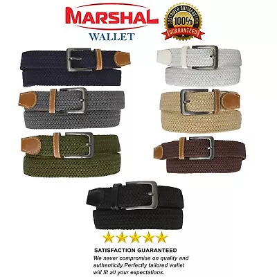 Marshal Braided Elastic Stretch Belts With Gunmetal Buckle S110 • $10.99