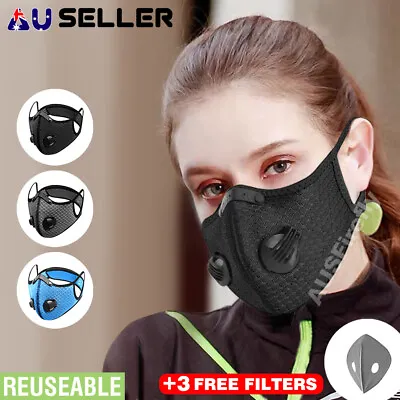 Face Mask With Free Filters Reusable Washable Anti Pollution PM2.5 Two Air Vent • $6.99