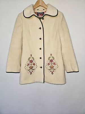 Vintage Hooper Shepherd Loden Embroidered Wool Mohair Coat Small West Germany • $89.25