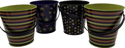 Set Of 4 Mini Metal Pails Buckets Halloween 4.5” Tall Free Shipping • $9.99